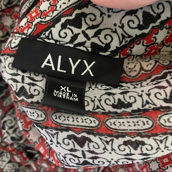 Alyx XL red white & black boho print sheer top - Picture 6 of 6